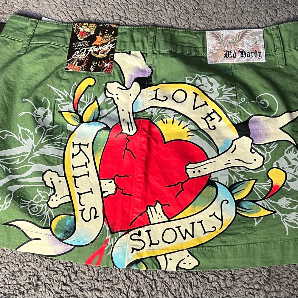 Ed Hardy Love Kills Green Skirt